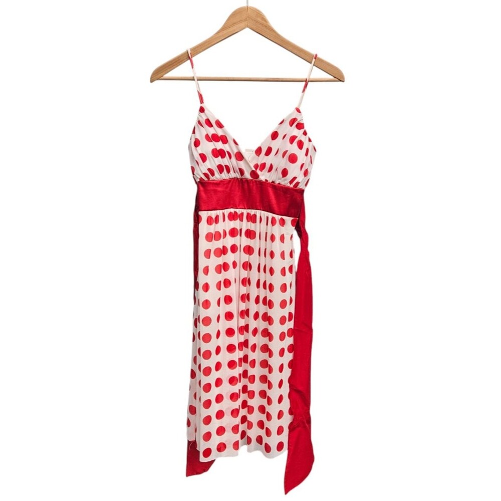 VTG Taboo Womens size S Red/ White Polka Dot Babydoll V-Neck Dress Retro Y2K NWT